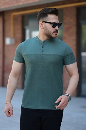 Erkek Hakim Yakalı Kısa Kollu Pamuklu T-shirt