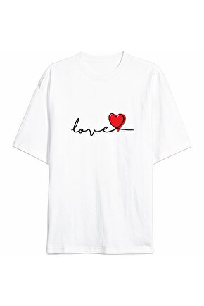 Sevgililer Günü İçin Özel Tasarım Love Baskılı Tshirt