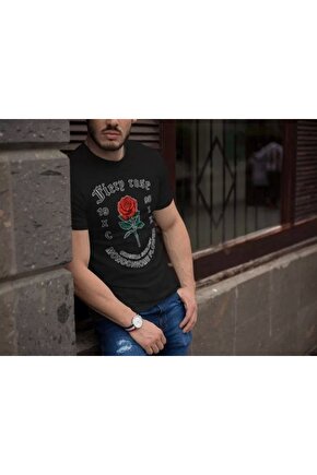 Erkek Bisiklet Yaka Baskılı Oversize T-Shirt - Siyah