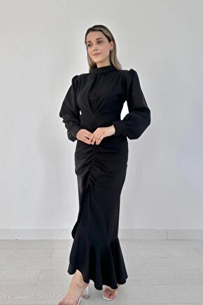 iyah Volanlı Uzun Kol Elbise