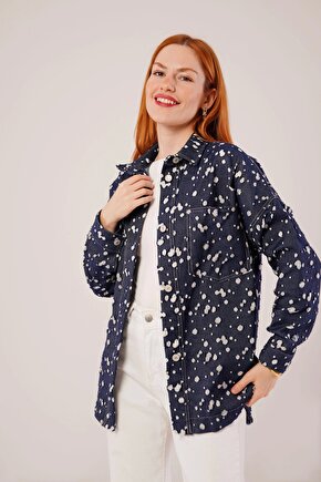 Eskitme Görünümlü Denim avi Gömlek