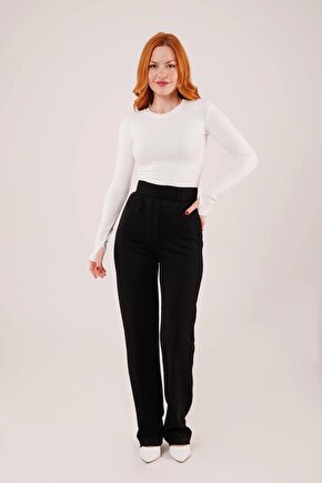 Cırt Kapama Detaylı iyah Pantolon