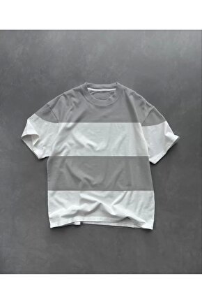 Unisex Bisiklet Yaka Parçalı Thirt Gri