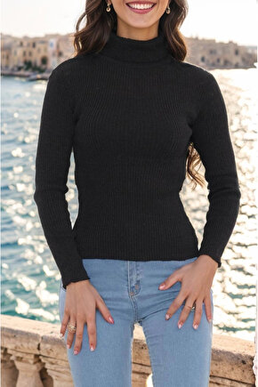 Balıkçı Yaka Body Siyah