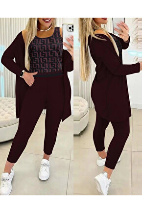 Kadın Uzun Kollu Krep üçlü Takım