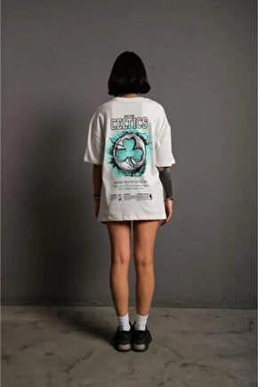 Sırt Baskılı T-shirt - Beyaz