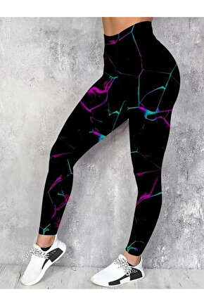 Kadın Yüksek Bel Renk Detaylı Dalgıç Tayt