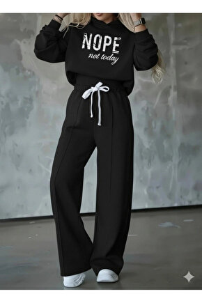 Kadın Uzun Kollu Nope Baskılı Beli Ribanalı Ikili Takım