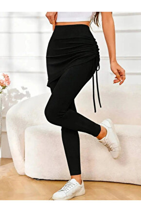 Kadın Yüksek Bel Yandan Büzgülü Alttan Uzun Kaşkorse Tayt Etek