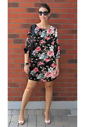 Kadın Uzun Kollu Bisiklet Yaka Dalgıç Mini Boy Elbise