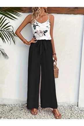 EQURİ Kadın Ip Askılı V Yakalı Süprem Bluz Ve Aerobin Pantolon Ikili Takım