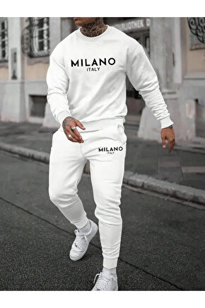 Erkek Uzun Kollu Baskı Detaylı Iki Iplik Takım