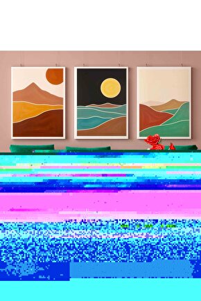 Matisse - Boho - Art Deco - Soyut - Doğa ( 3 lü Çerçevesiz ) Poster - Afiş - Tablo KR2C00890