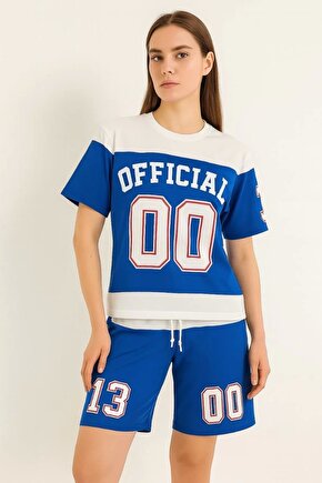 Kadın Şortlu Takım – Oversize İki İplik Kumaş, Ön & Arka Dijital Baskılı Tişört ve Lastikli Cepli Şo