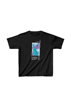 Çocuk Unisex Baskılı T-Shirt - Siyah