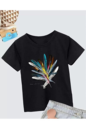 Kız Çocuk Baskılı T-Shirt- Siyah