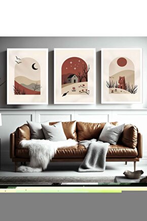 Matisse - Boho - Art Deco - Soyut - Doğa ( 3 lü Çerçevesiz ) Poster - Afiş - Tablo KR2C00246