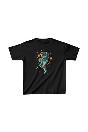 Unisex Çocuk Baskılı T-Shirt - Siyah