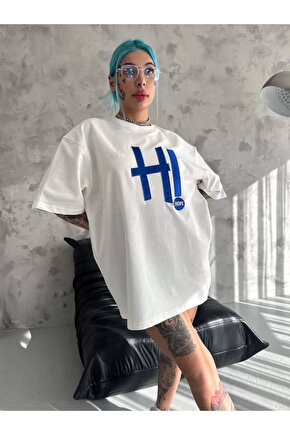 Unisex Nakış İşlemeli T-Shirt - Beyaz