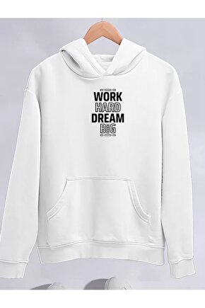 Kışlık Üç İplik Kapüşonlu SweatShirt - Beyaz