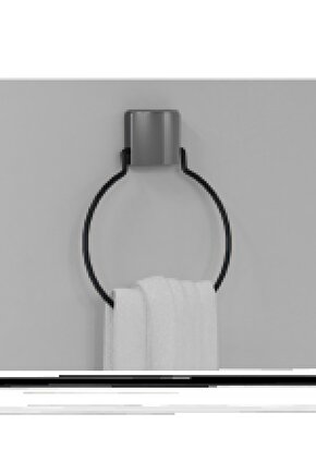 Decorev Süper Yapışkanlı Metal Yapıştırıcılı Siyah Yuvarlak Havluluk Dc-5059