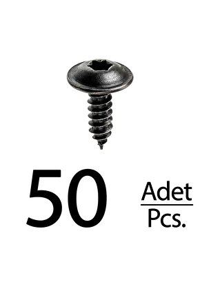 Renault Peugeot Citroen Skoda Fiat Seat için Torx (Tork) Vida Klips - 50 Adet