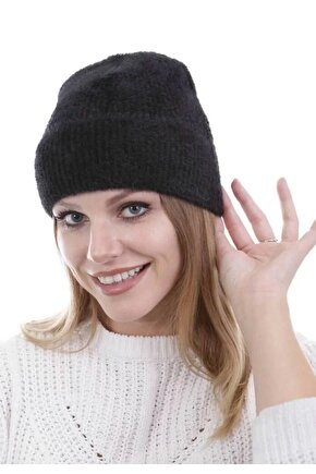 Unisex Tam Kalıp İnce Sakallı Triko Bere - Siyah