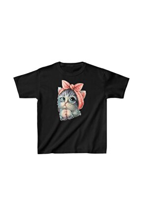Çocuk Unisex Baskılı T-Shirt - Siyah