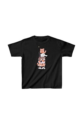 Çocuk Unisex Baskılı T-Shirt - Siyah