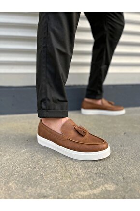 JY153 Bloom Bağcıksız Püsküllü Cilt Erkek Günlük Spor Klasik Ayakkabı CBT - Taba