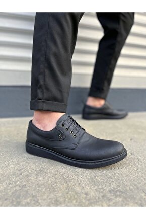 JY0610 Clasico Bağcıklı Cilt Erkek Günlük Klasik Ayakkabı CST - Mat Siyah