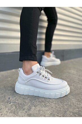 JY010 Cloud Bağcıklı Cilt Erkek Günlük Sneaker Ayakkabı CBT - Beyaz