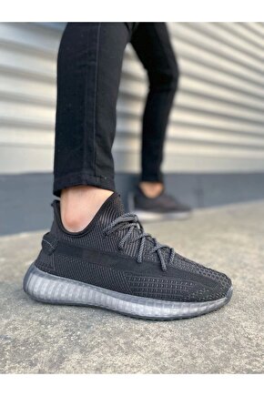 JY305 Pulse Bağcıklı Triko Kumaş Erkek Günlük Spor Ayakkabı TBT - Siyah