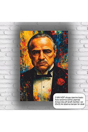 godfather marlon brando baba sinema film retro ahşap poster mdf tablo