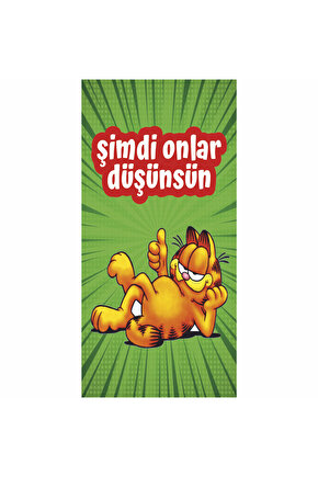garfield şimdi onlar düşünsün komik duvar yazıları ev dekorayon tablo mini retro ahşap poster