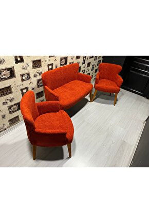 Nev elizzan çay seti turuncu berjer koltuk tekımı 2 1 1