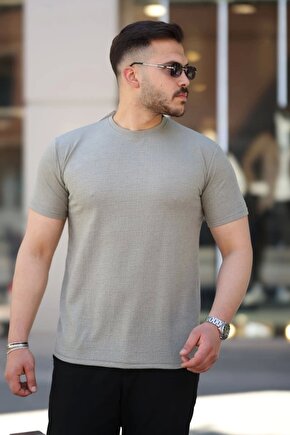 Erkek Ağaç Kabuğu Desenli Kısa Kollu T-shirt