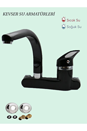 Meriç Aplike Siyah Mutfak Bataryası Balık Boru