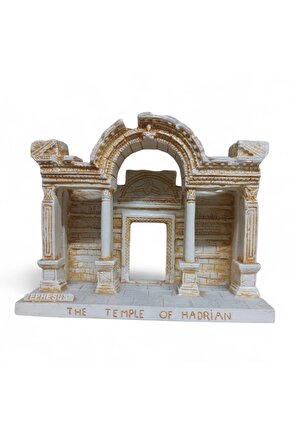 Efes Hadrian Tapınağı Dekoratif Figürü – Mermer Tozu El Yapımı Antik Mimari Biblo (15x6x13 cm)