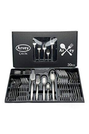 30 Parça 6 Kişilik Çatal Kaşık Takımı Sivri Model (kutulu)