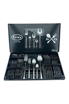 Kutulu 30 Parça 6 Kişilik Çatal Kaşık Takımı Düz Model