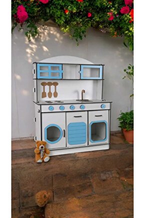 Montessori Ahşap Oyuncak Mutfak– 6mm Kalın MDF, Dayanıklı ve Şık Tasarım, Eğitici Çocuk Oyun Mutfağı