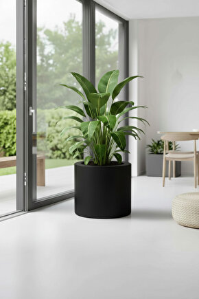 Aura Cylindro 40x40cm Fiber Silindir Saksı - Mat - Büyük Saksı - Üst Açıklık 32cm