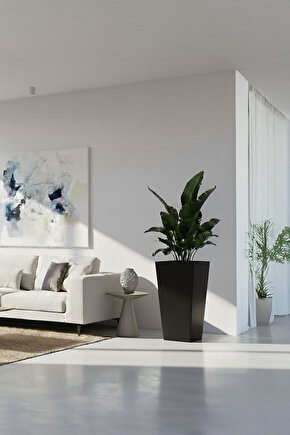 Aura Conica 70x35cm Kare Konik Fiberglass Büyük Saksı İç Mekan Dış Mekan