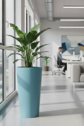 Aura Vaso 70x35cm Konik Fiberglass Büyük Saksı İç Mekan Dış Mekan