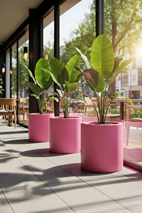 Aura Cylindro 50x40cm Silindir Fiberglas Saksı Büyük Saksı Mat İç Mekan Dış Mekan