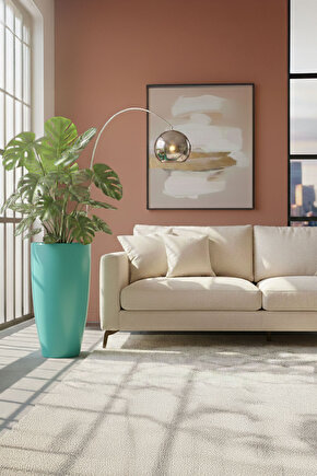 Aura Curva 70x40cm Kıvrımlı Konik Fiberglass Saksı Büyük Boy İç Dış Mekan Dış Mekan