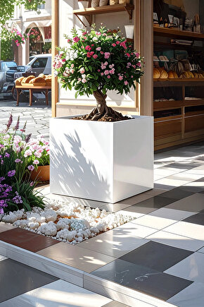 TerraGuard Demonte Küp Metal Saksı - 53x53x53cm Paslanmaz