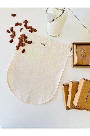 Bitkisel Süt Torbası 25x30 cm Organik Yoğurt Süzme Kesesi Yıkanabilir Keten Kese Vegan.