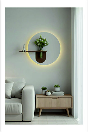 Led’li dekoratif tablo yuvarlak modern saksılı tablo ÇAP 47 CM